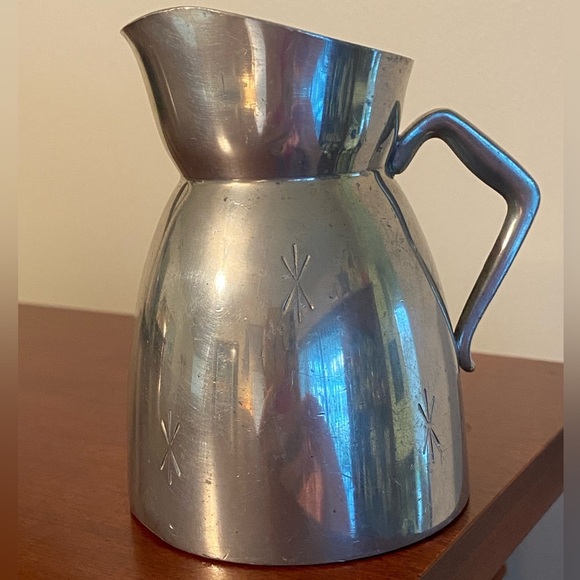 Norway Pewter Creamer Norwegian by Broderie Mylius  Vintage Rare Atomic Pattern - Picture 8 of 9